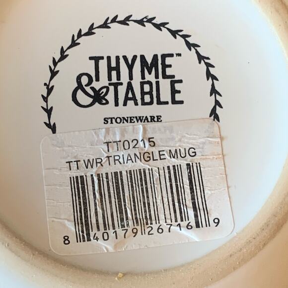 Thyme & Table Coffee Mug Stoneware Triangle Print Ceramic 20oz. White Gray - Picture 8 of 10